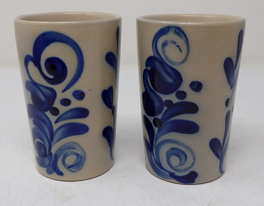 2 Blue Decorated Stoneware Cups (1 of 3)