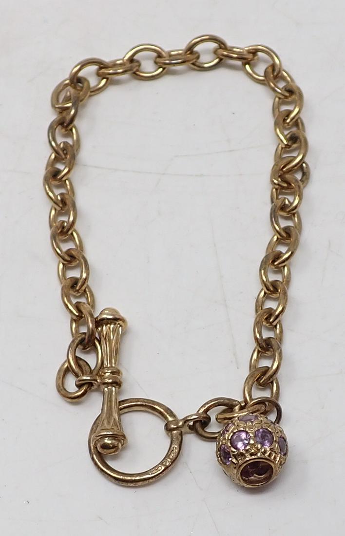 Sterling Silver Bracelet: Approx 7 1/2" total length and approx 9.17 dwt