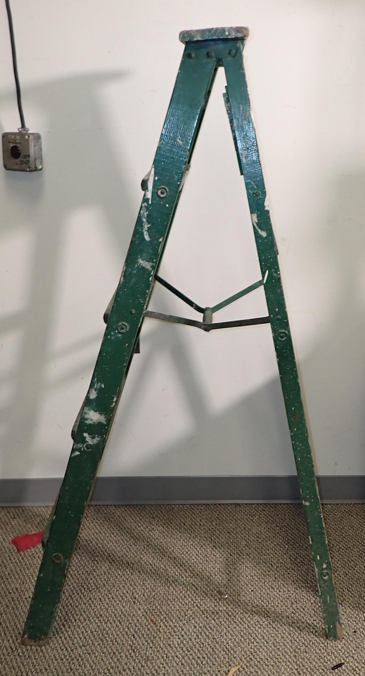 Vintage Wooden Step Ladder in Green Paint (1 of 3)
