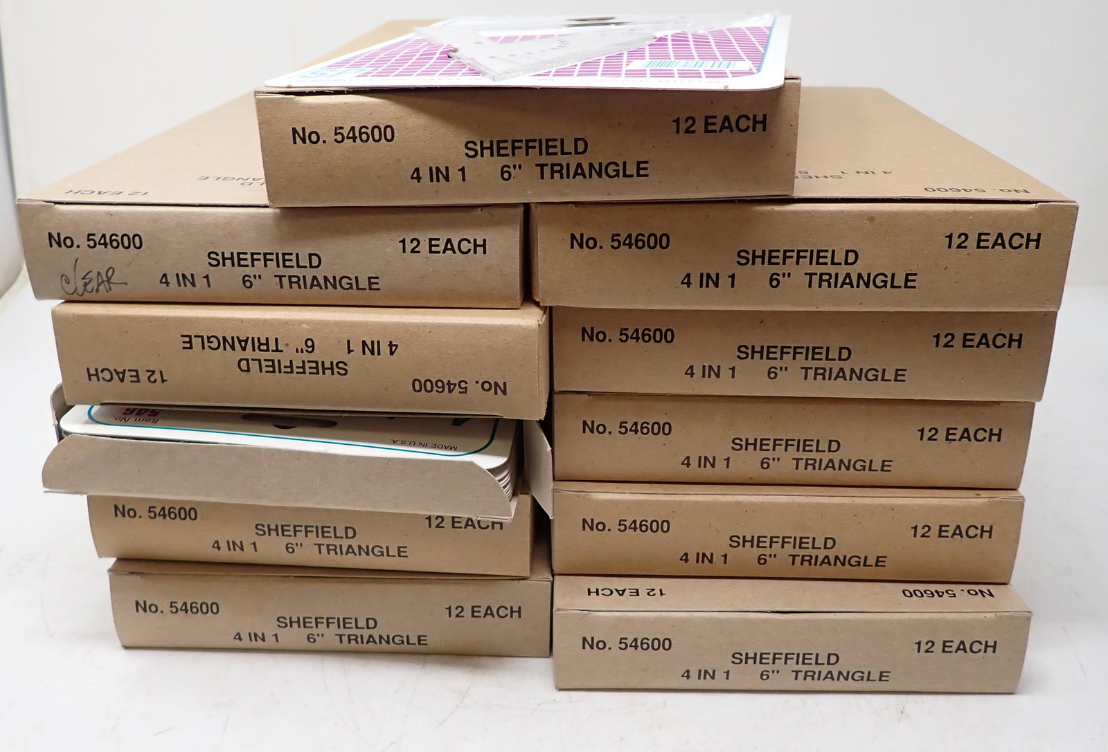 Sheffield 4in1 Triangles Protractors Triangles: There are a total of 132 in this lot. Never used