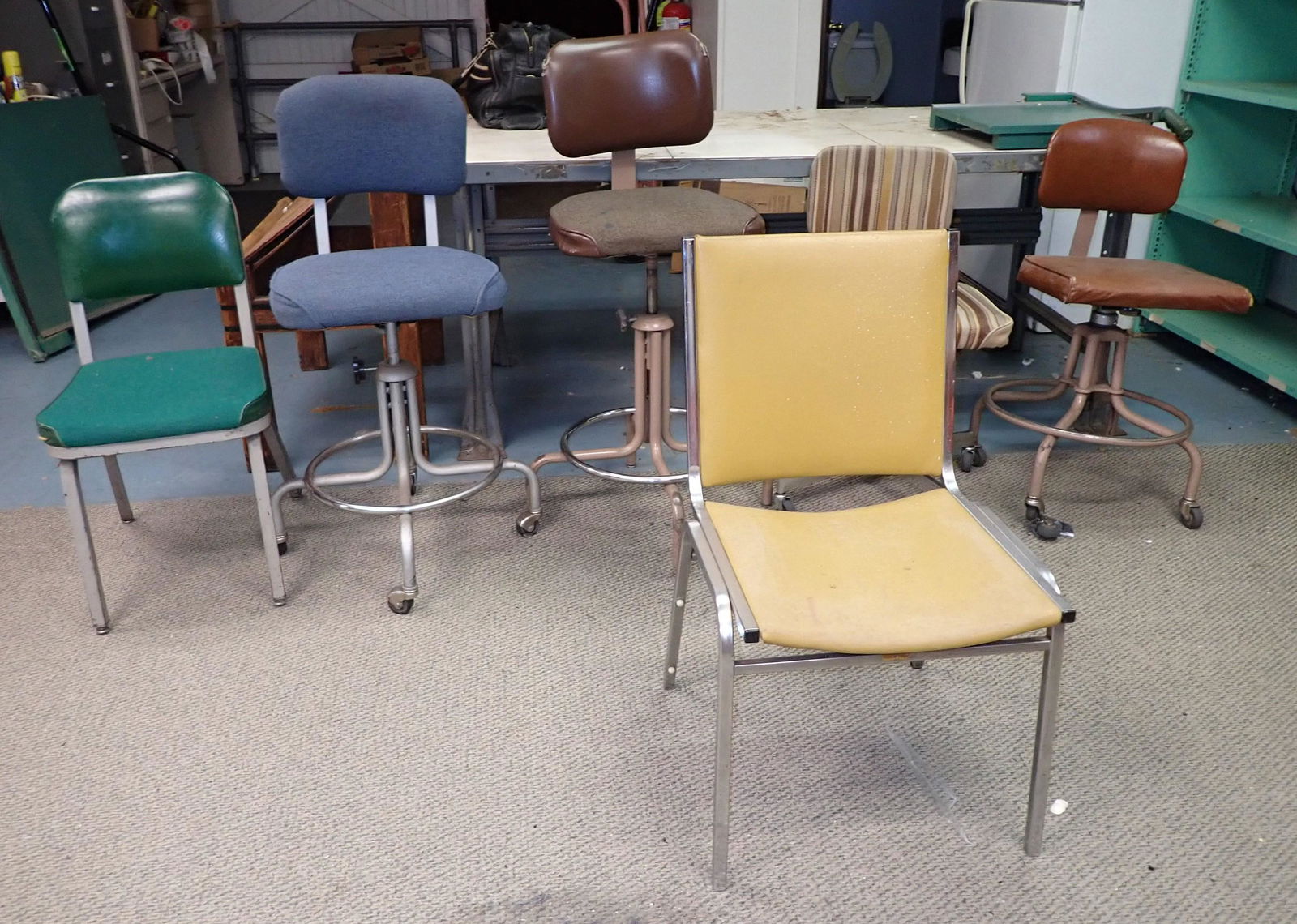 6 Vintage Industrial Shop Stools / Chairs (1 of 7)