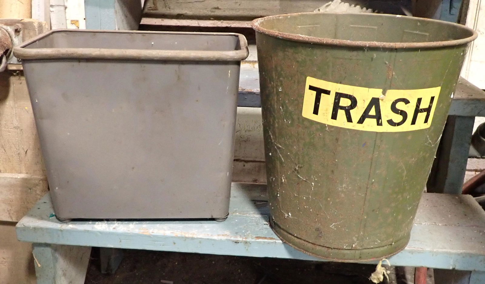 2 Vintage Metal Trash Cans (1 of 2)