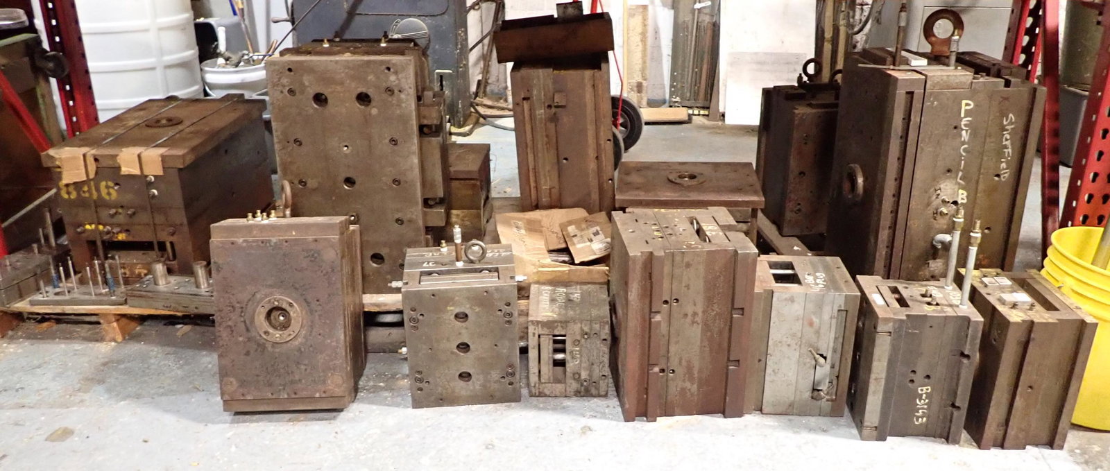 Steel Plastic Molds: Solid steel molds for plastic manufacturing . The largest is approx 15" x 24" x 15". These are HEAVY ! NO SHIPPING