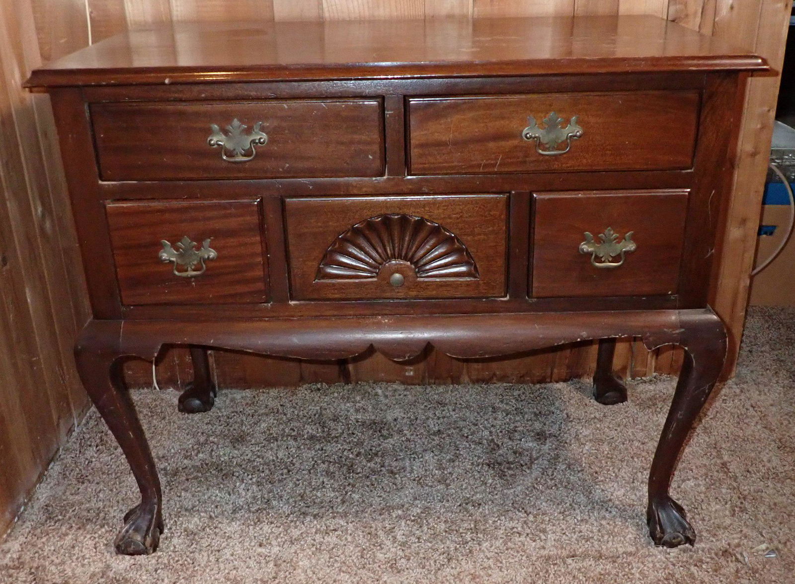 Lowboy w/ Ball & Claw Feet: Approx 20" x 36" x 29 3/4" tall. NO SHIPPING. Bring help to load.
