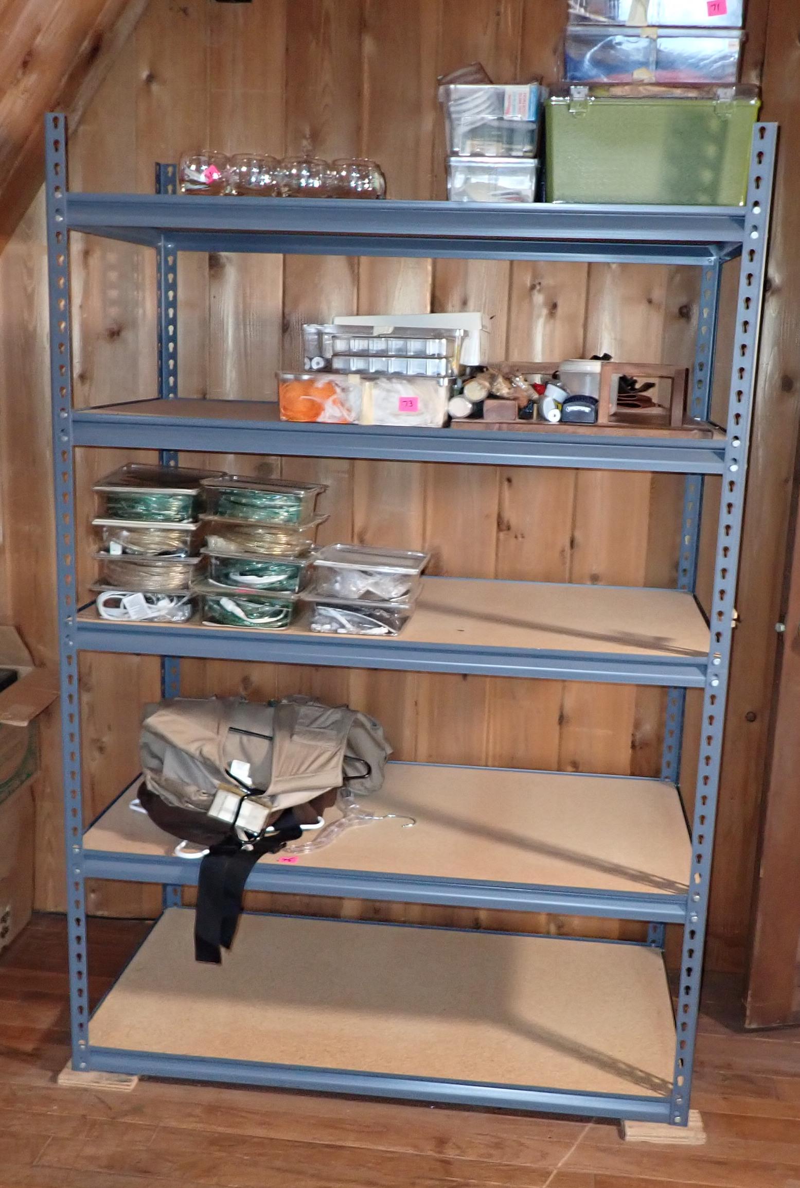 Metal Shelf: Approx 24 1/2" x 48 1/2" x 72" tall. Buyer responsible for taking apart. Does not include items on it. Pick up in afternoon only ! NO SHIPPING !