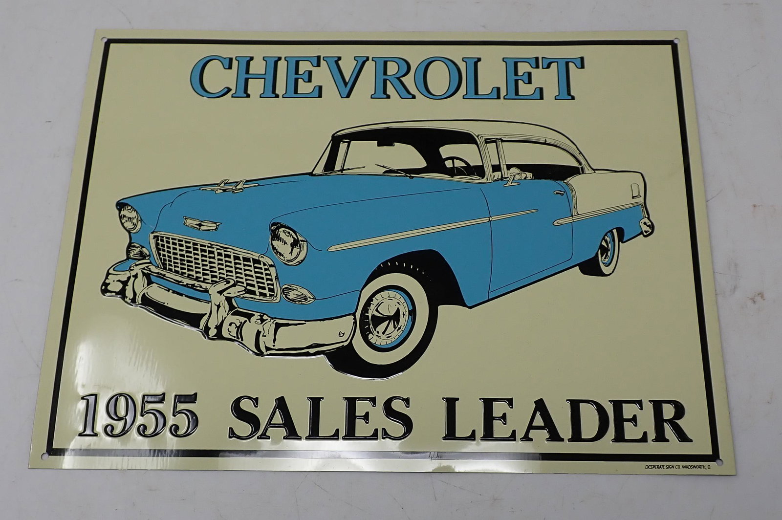 Tin 1955 Chevrolet Car Sign (1 of 2)