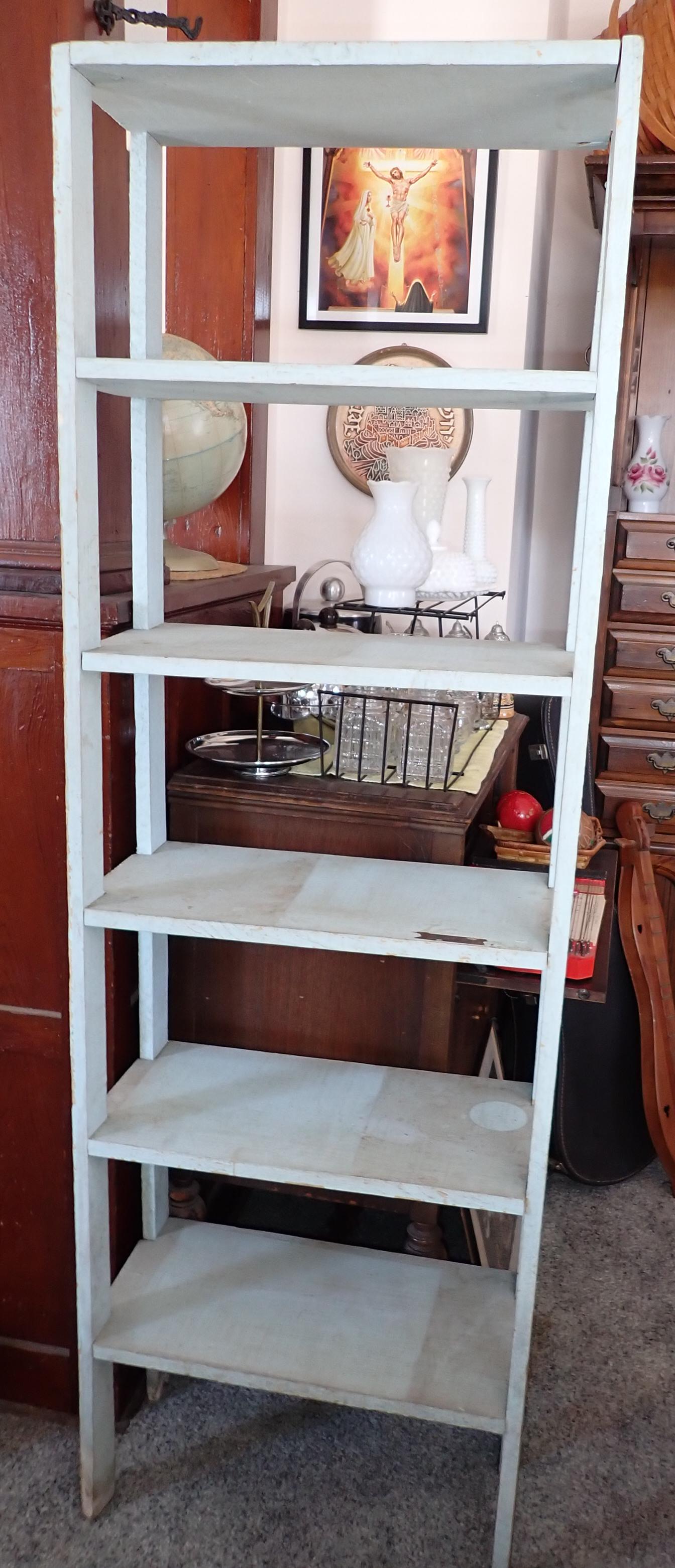 Primitive Blue Painted Shelf (1 of 4)