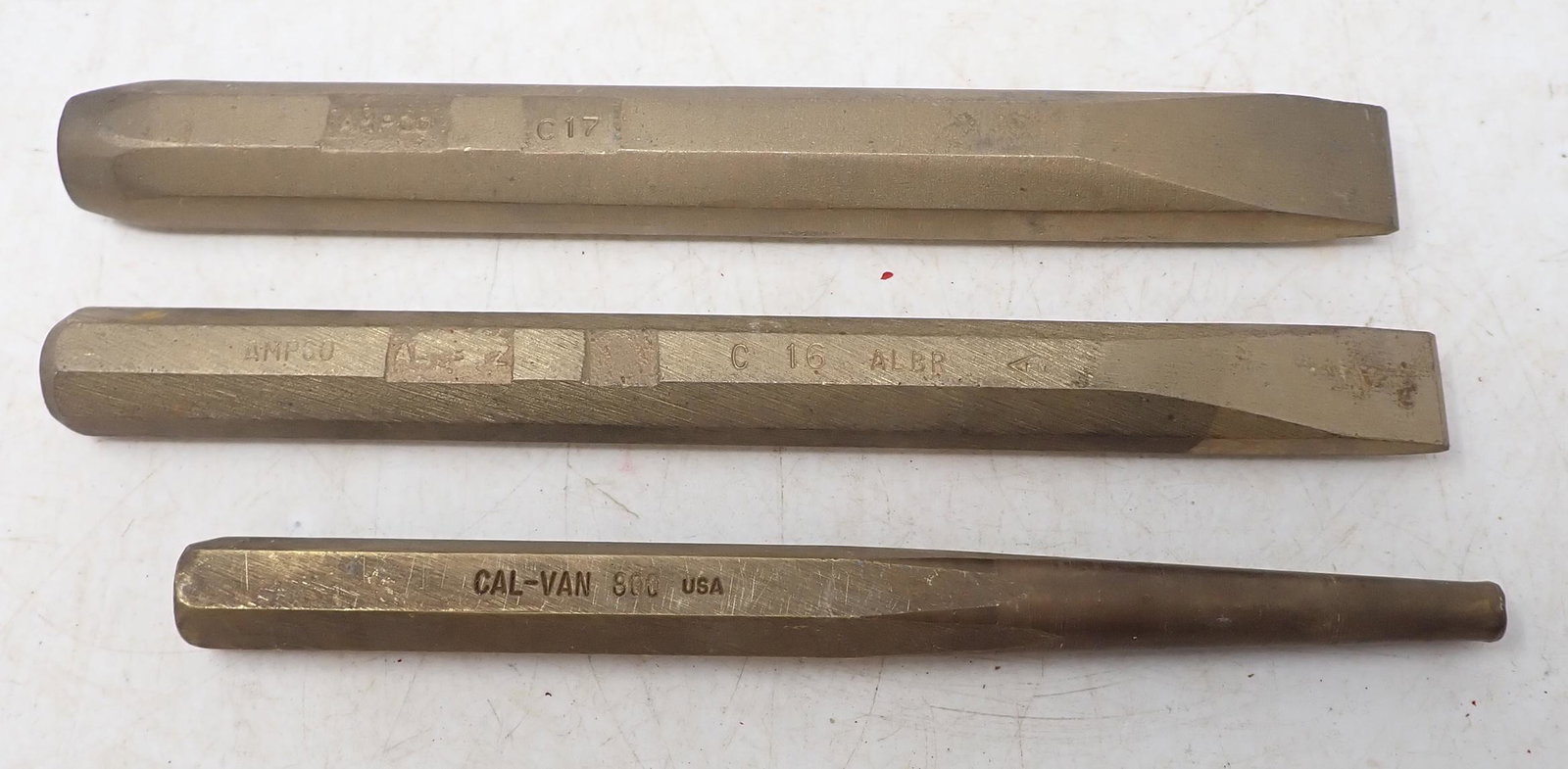 Brass Ampco Chisels Cal-Van Punch: Largest chisel is approx 1" wide and 8 3/4" long