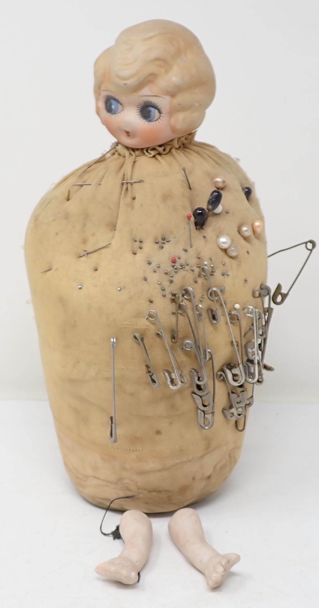 Bisque Doll Head Pin Cushion (1 of 2)