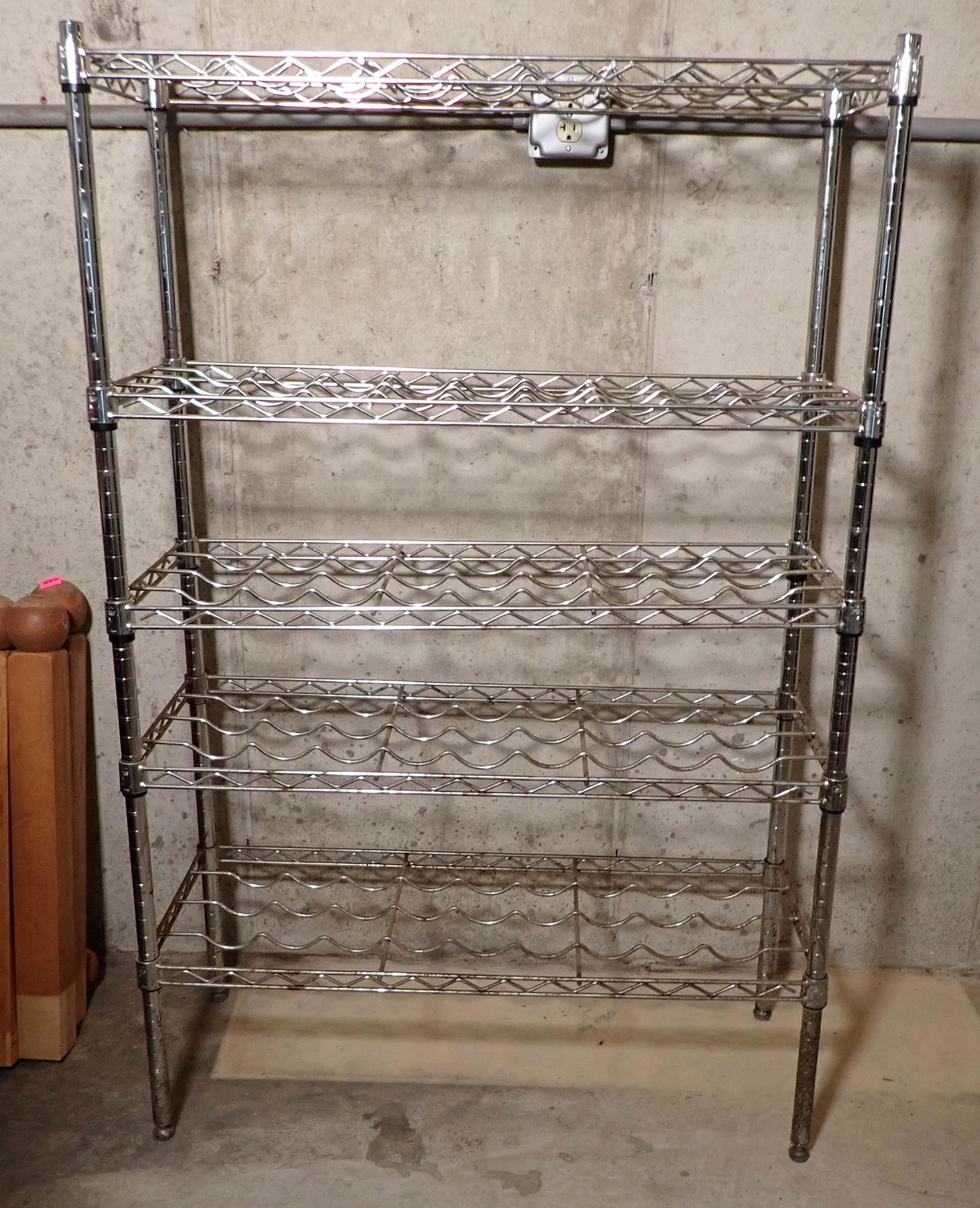 Ultradurable Chrome Wine Rack: Approx 14" x 35 1/2" x 55 1/2" tall. NO SHIPPING