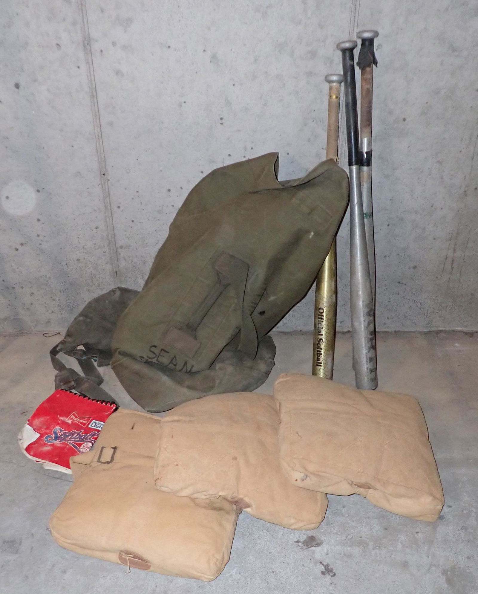 Baseball Bats Bases & Military Bag (1 of 2)