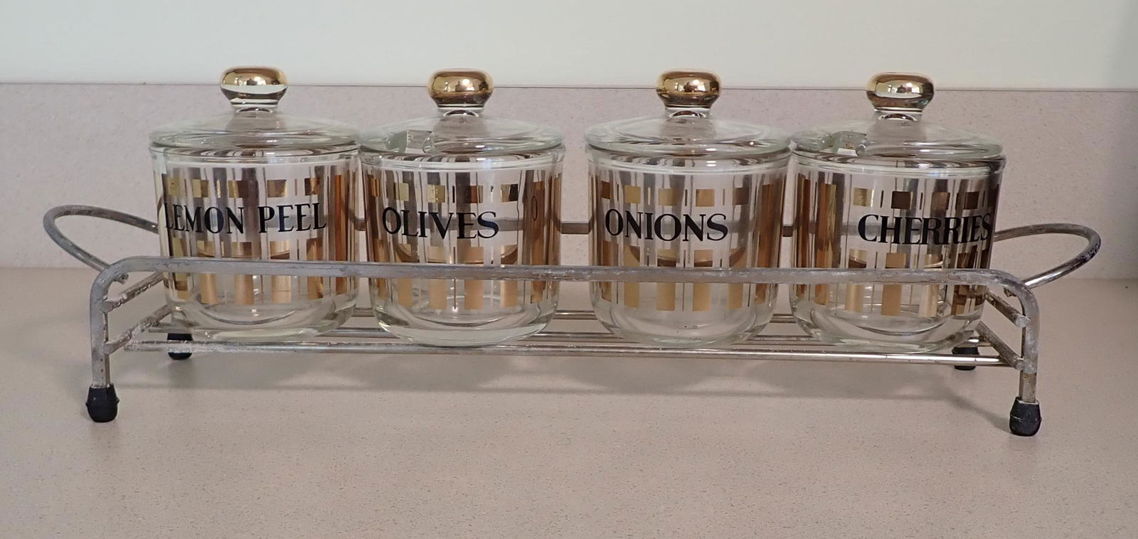 Mid Century Modern Condiment Jars & Tray (1 of 4)