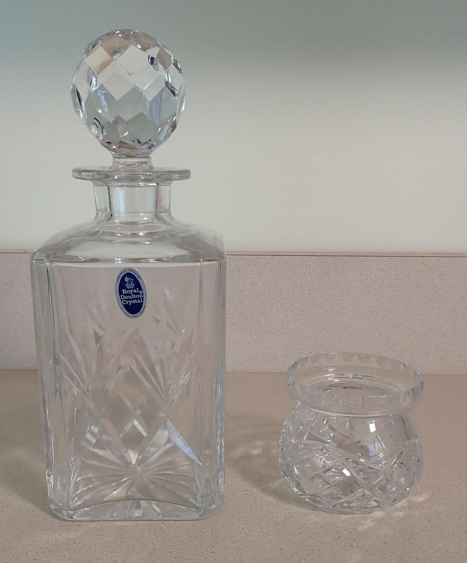 Royal Doulton Crystal Decanter & Mustard Jar (1 of 2)