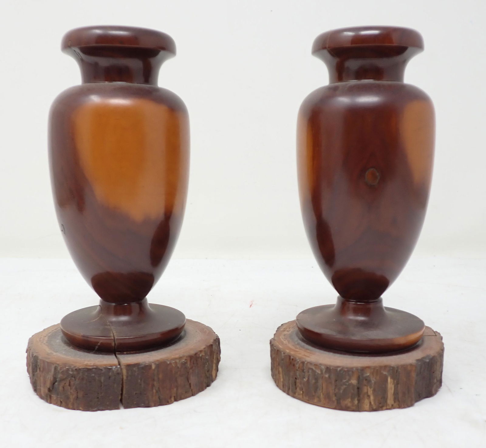 Australian Mulga Wooden Vases: Approx 2 1/4" in diameter and 6" tall
