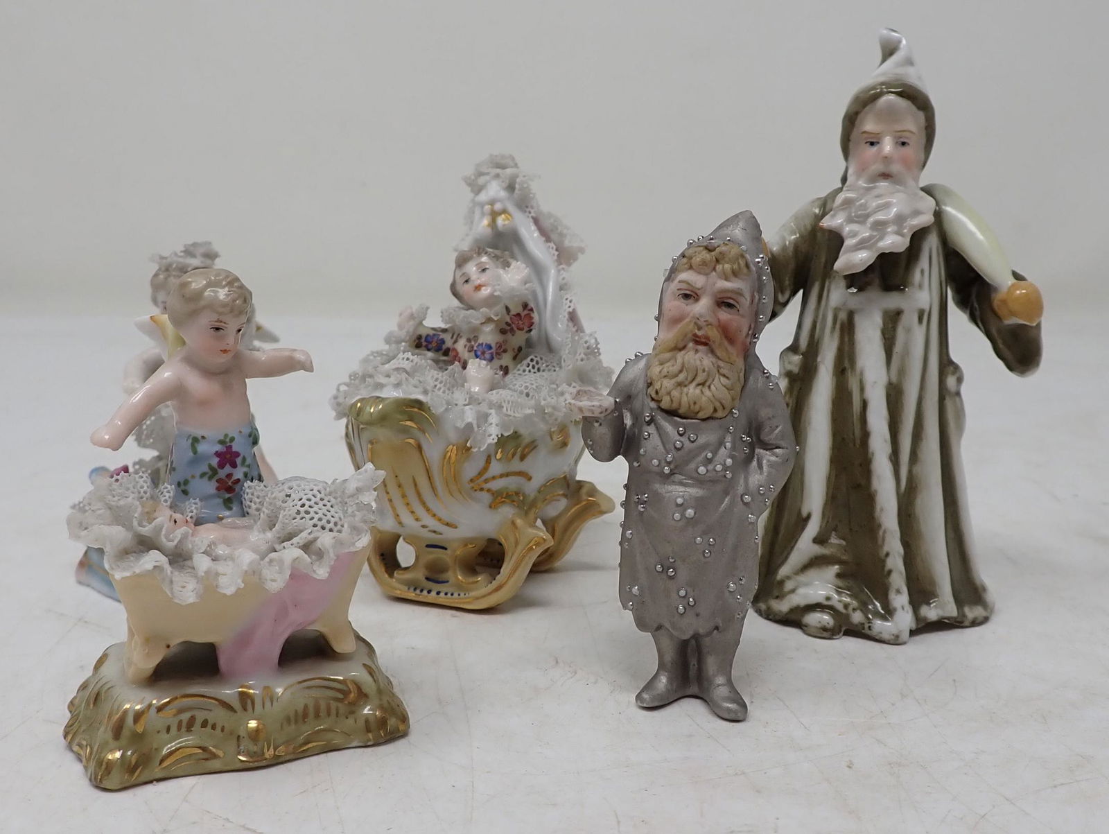Bisque Figurines incl Santa Bell (1 of 6)
