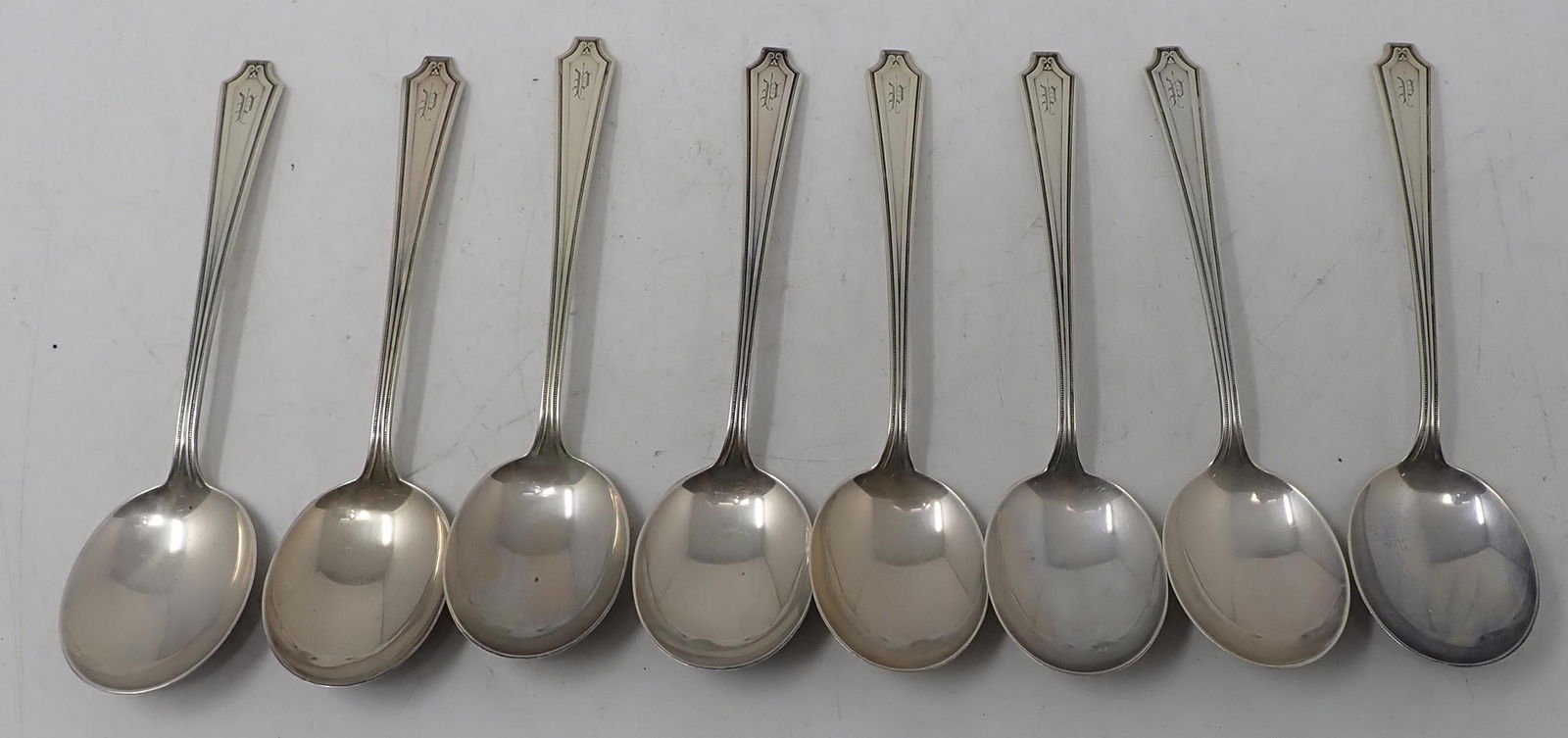 8 Monogrammed Sterling Silver Soup Spoons (1 of 3)