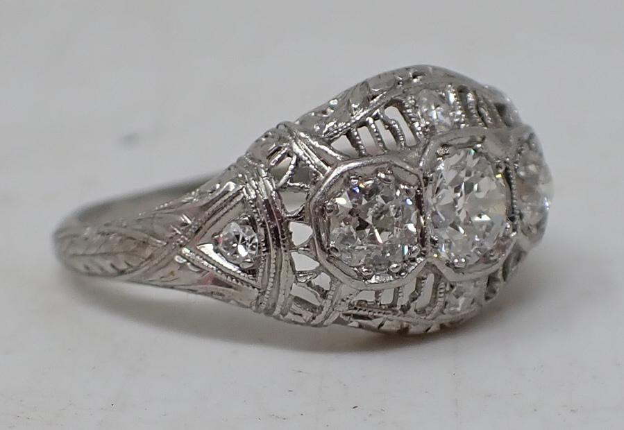 Antique Platinum & Diamond Dome Ring (1 of 6)