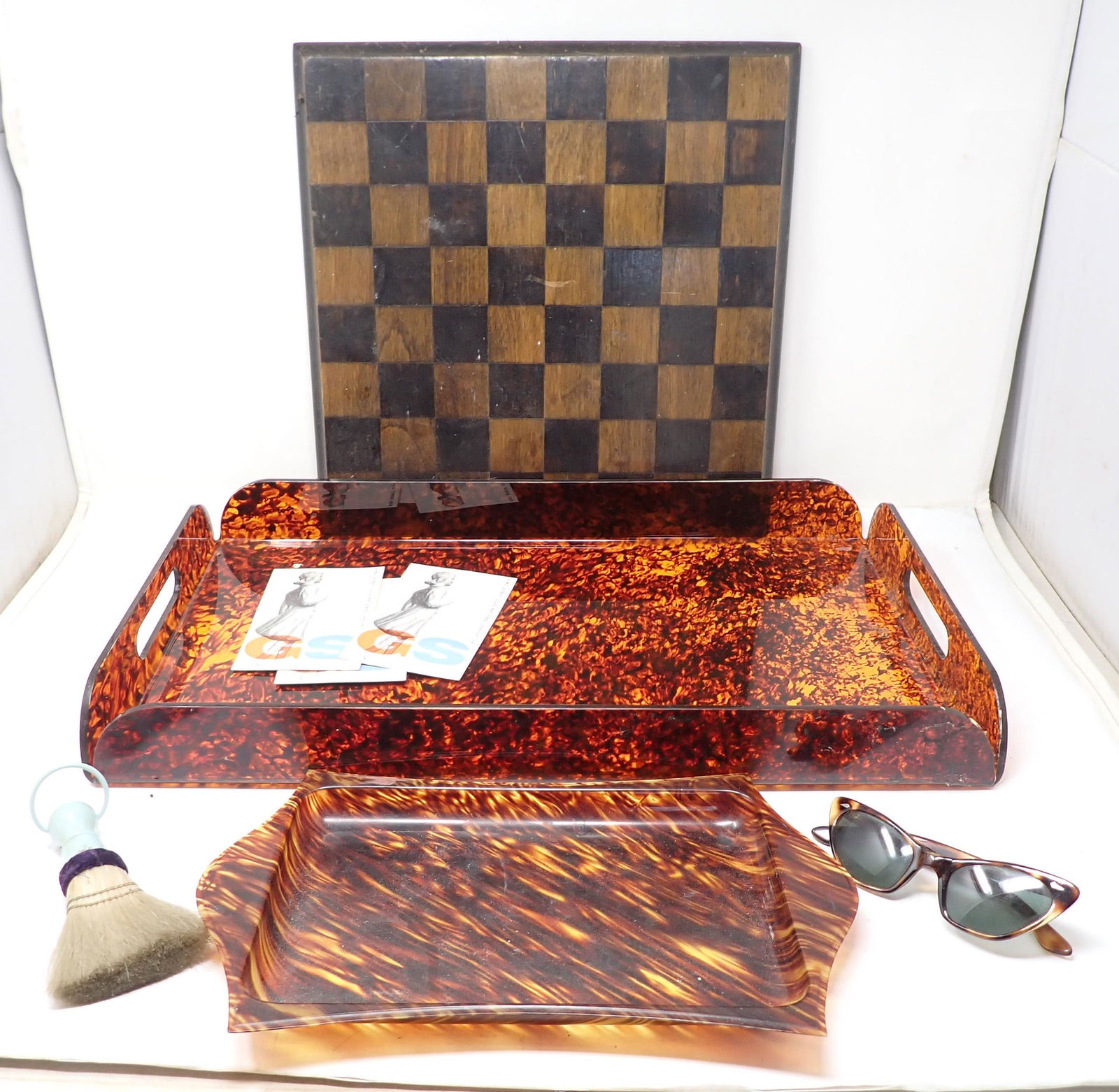 Vintage Lucite Trays Sunglasses & Checkerboard (1 of 3)
