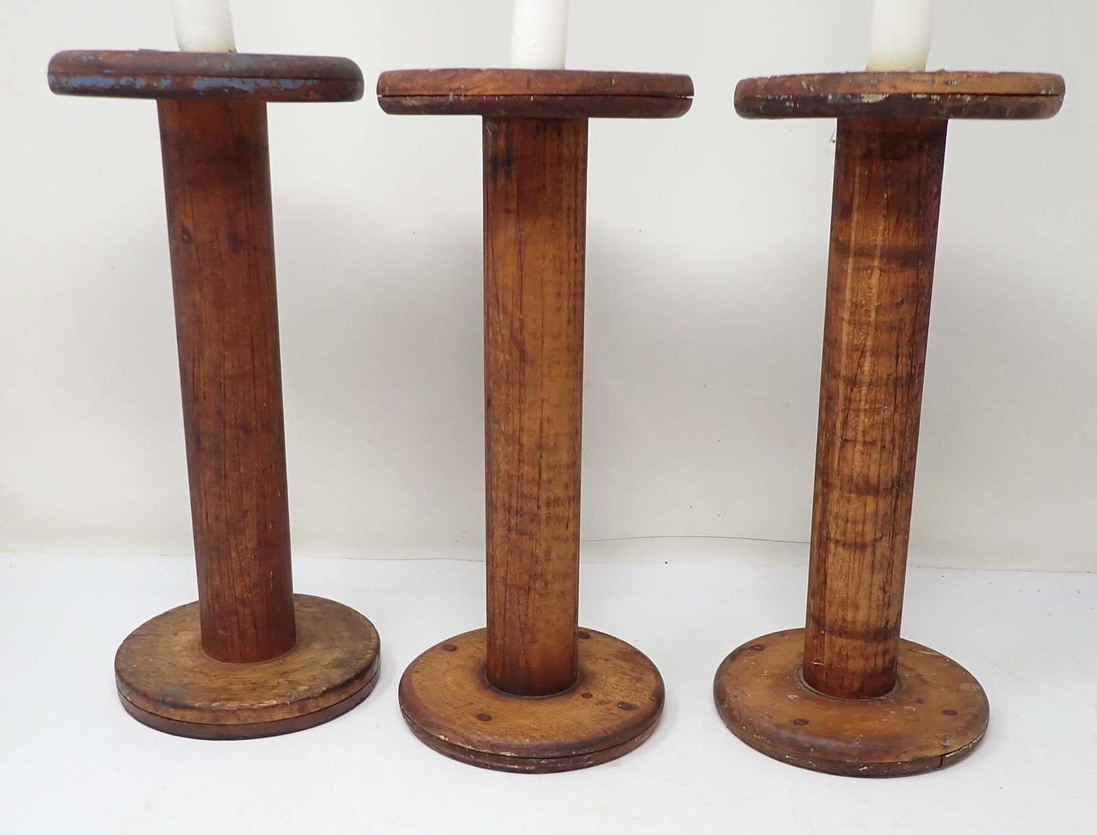 3 Antique Wooden Yarn Spools (1 of 3)