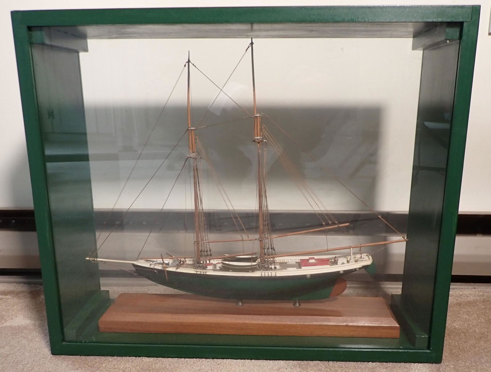 Wooden Ship Model in Display Case (1 of 5)