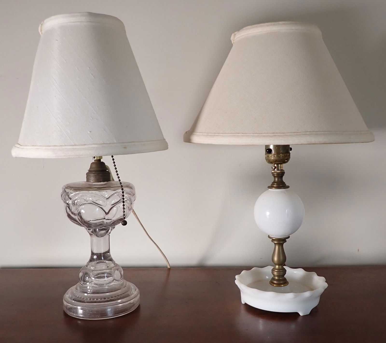 Milk Glass & Electrified Oil Lamp: Oil lamp is approx 15 3/4" tall.