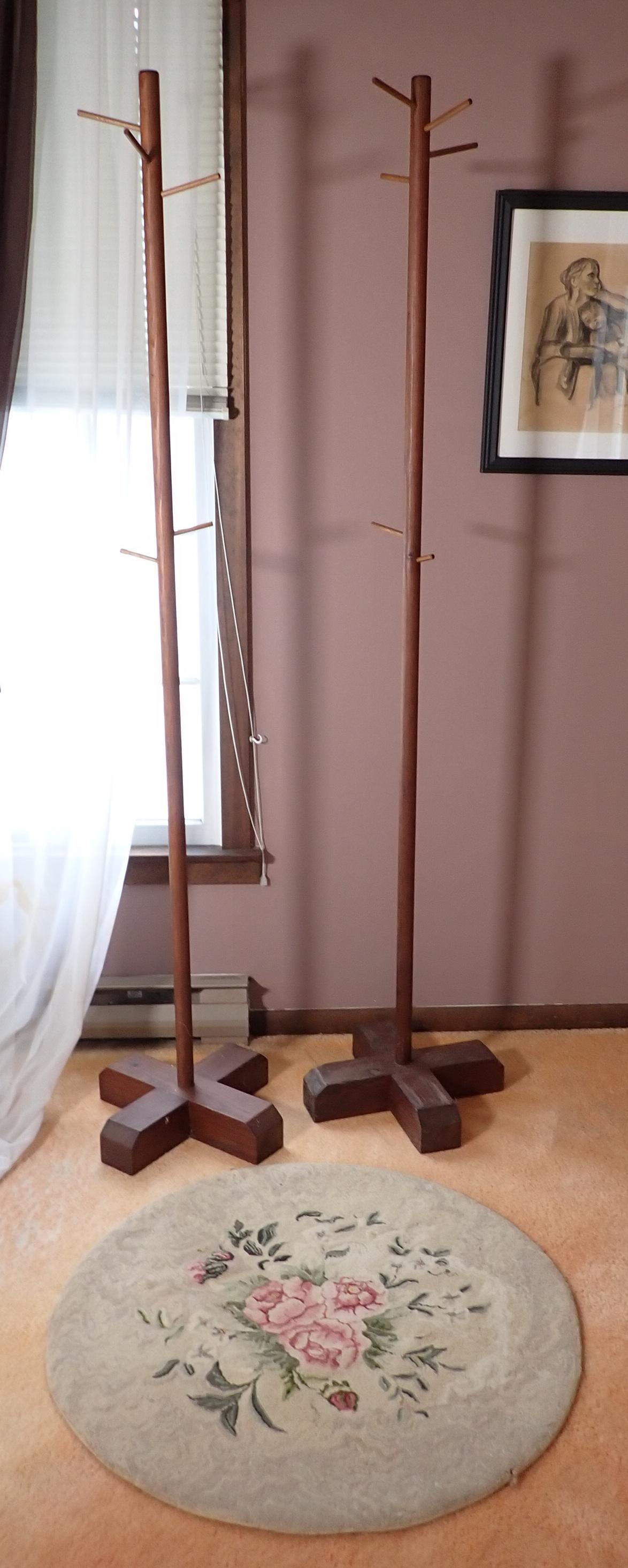 Coat / Hat Racks and Mat: Racks are approx 73" tall. Does not include picture on wall. NO Shipping