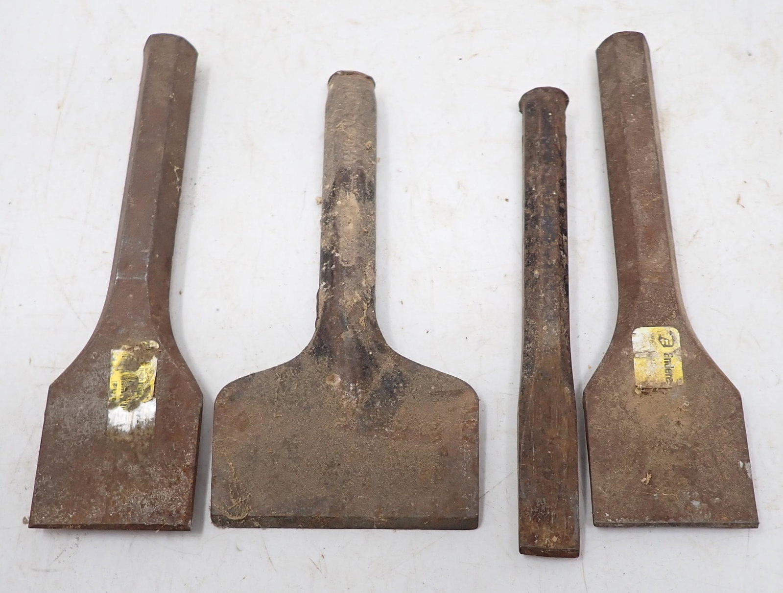 Chisels: Widest is approx 3 1/2" wide and 6 7/8" long