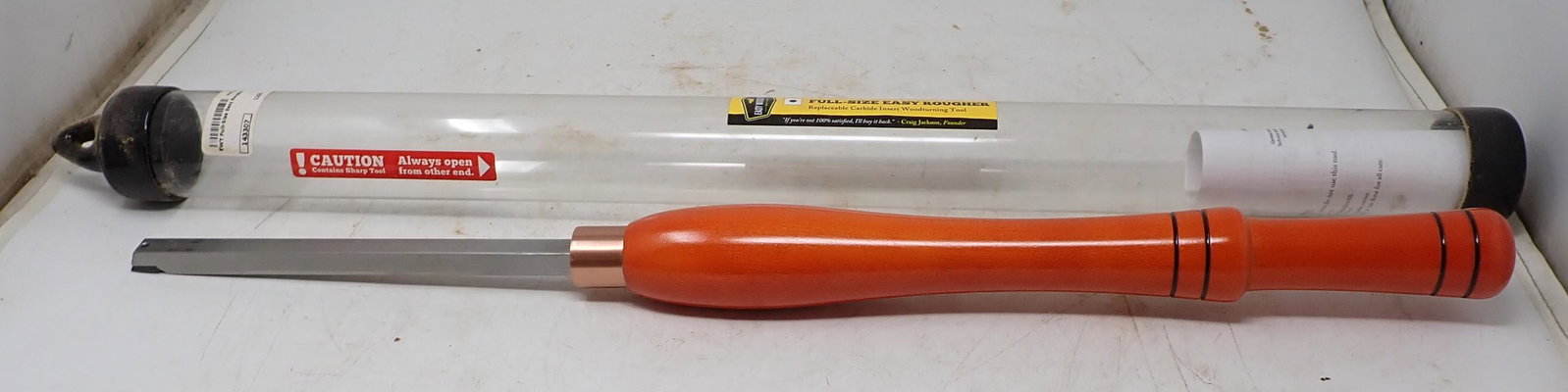 Easy Wood Tools Full Size Easy Rougher: EWT tool is approx 24 1/2" long and edge is approx 9/16" wide