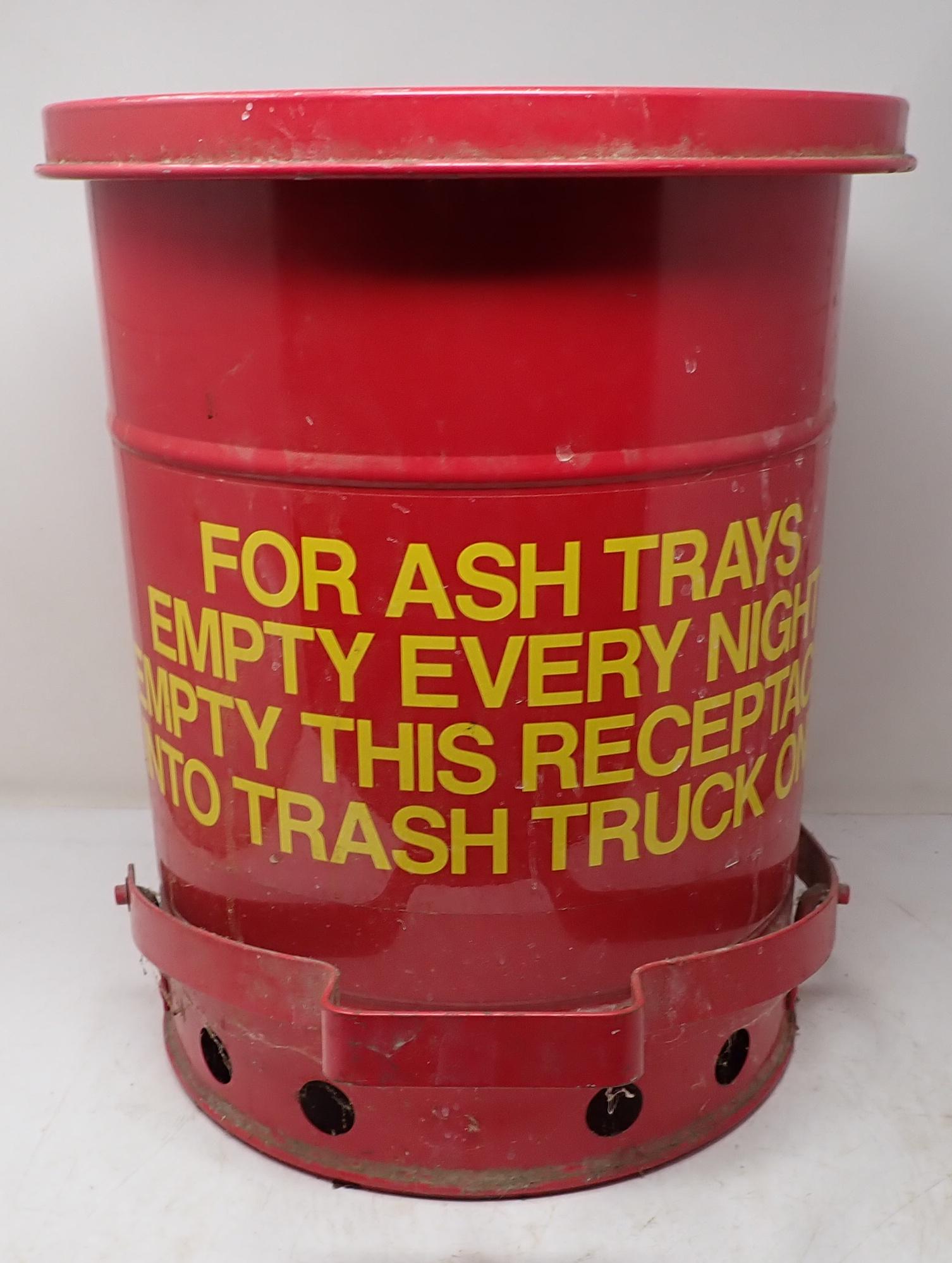Industrial Trash Can: Approx 12 3/4" in diameter and 15 3/4" tall. NO SHIPPING