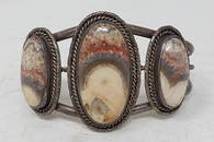 A.F Sterling Silver Signed Cuff Bracelet w/ Stones