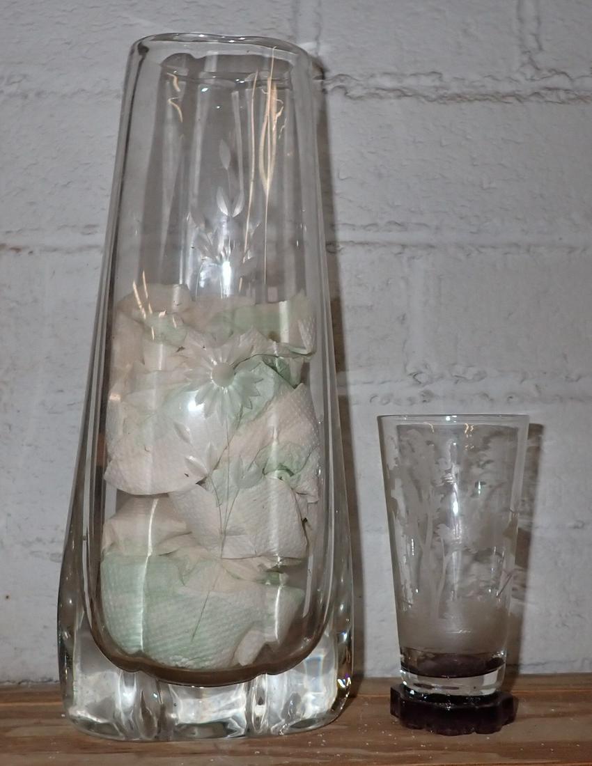 Etched Flower Vase & Stein Cup (1 of 5)