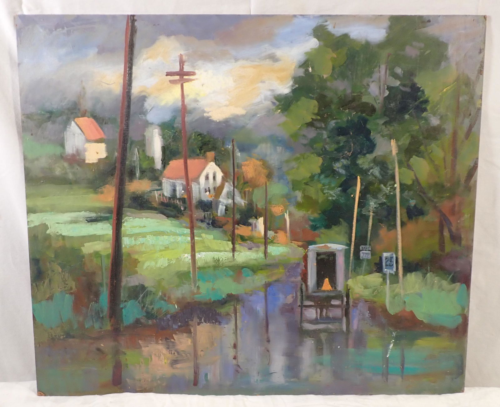 John Reilly Amish Buggy Scene On Board Painting (1 of 2)