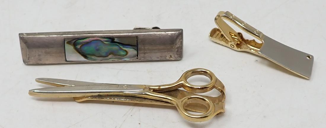 Scissors Meat Cleaver & Sterling Silver Tie Clasps: Scissors are approx 2 5/8" long