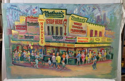 John Reilly Nathans Hot Dogs Painting