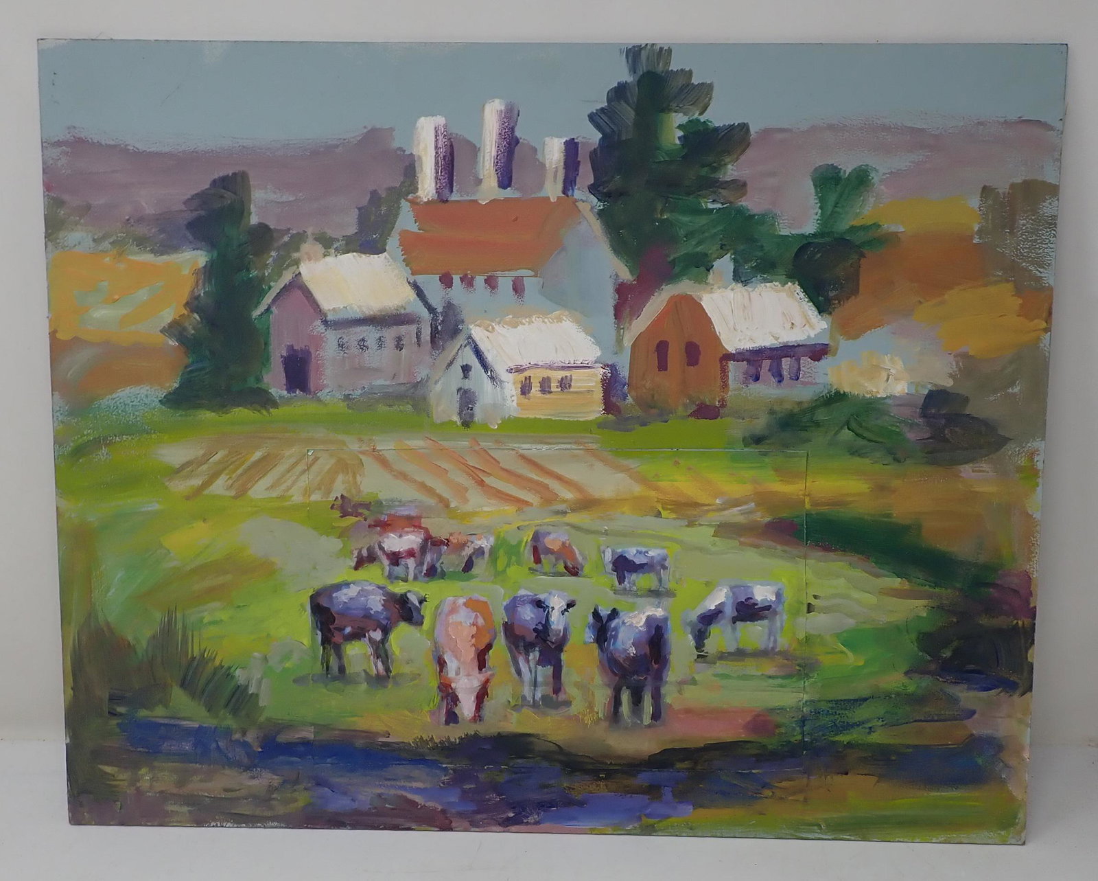John Reilly Farm Scene Oil on Board Painting (1 of 4)