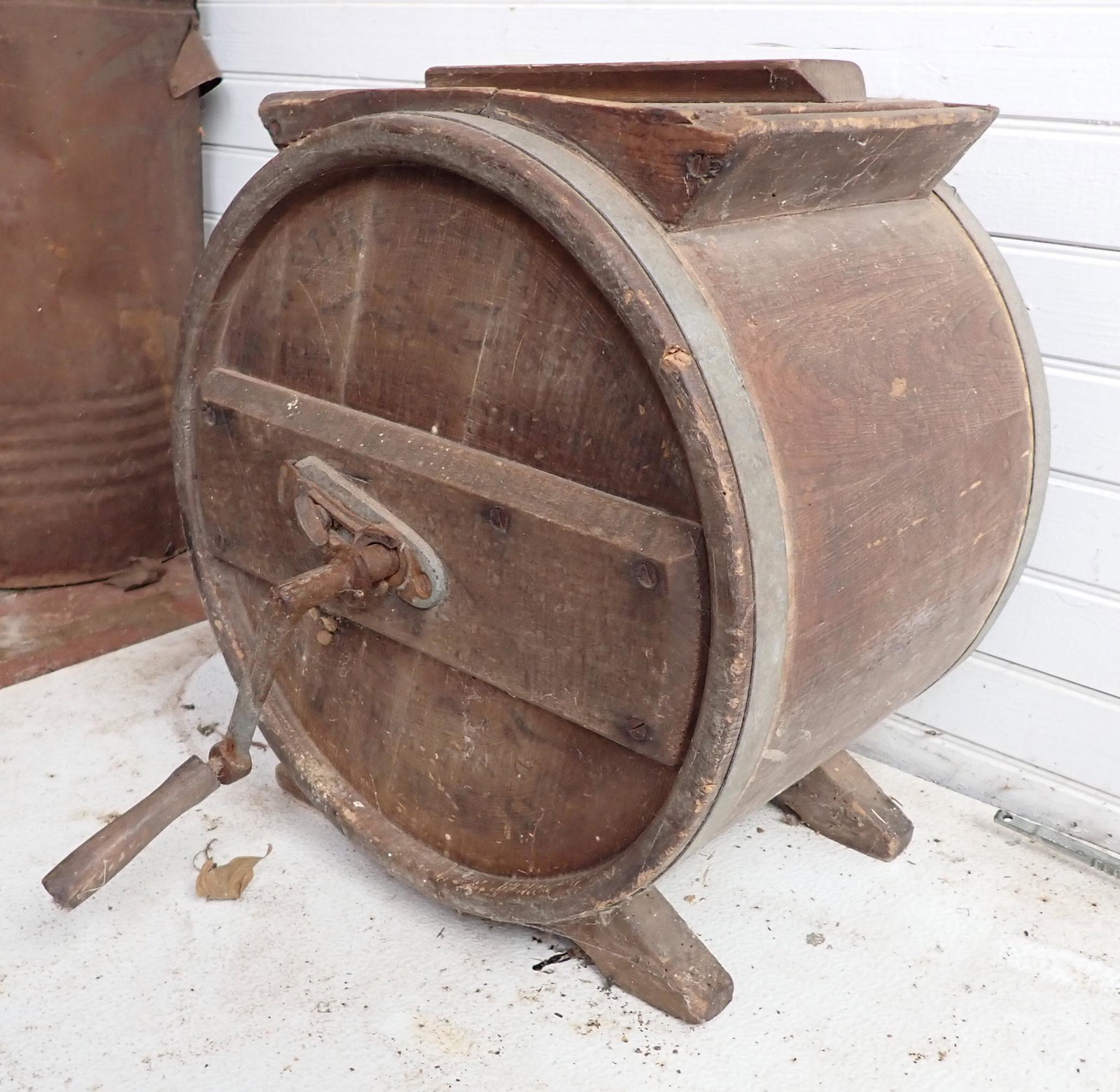 Butter Churn: Approx 11 1/2" x 14 1/2" in diameter and 16 1/2" tall