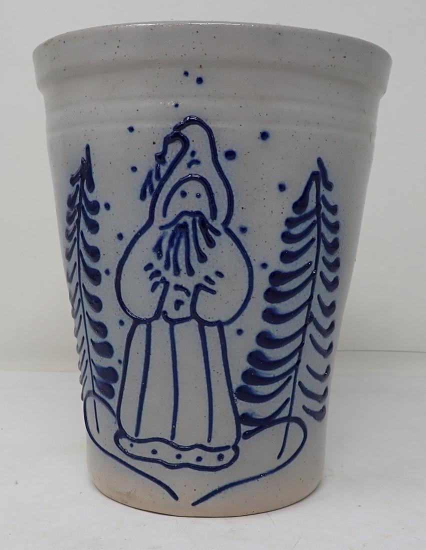 David Eldreth Stoneware Santa Planter (1 of 2)