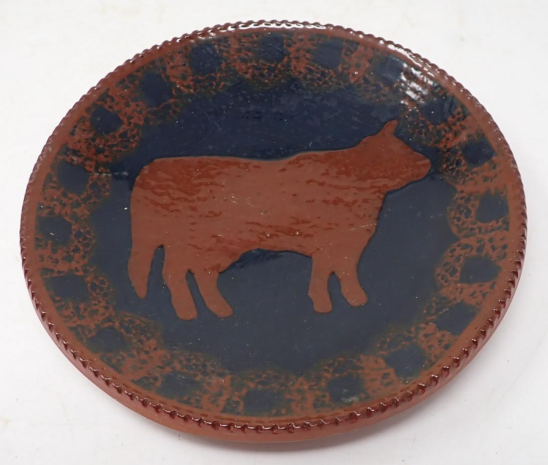 Redware Plate w/ Cow (1 of 2)