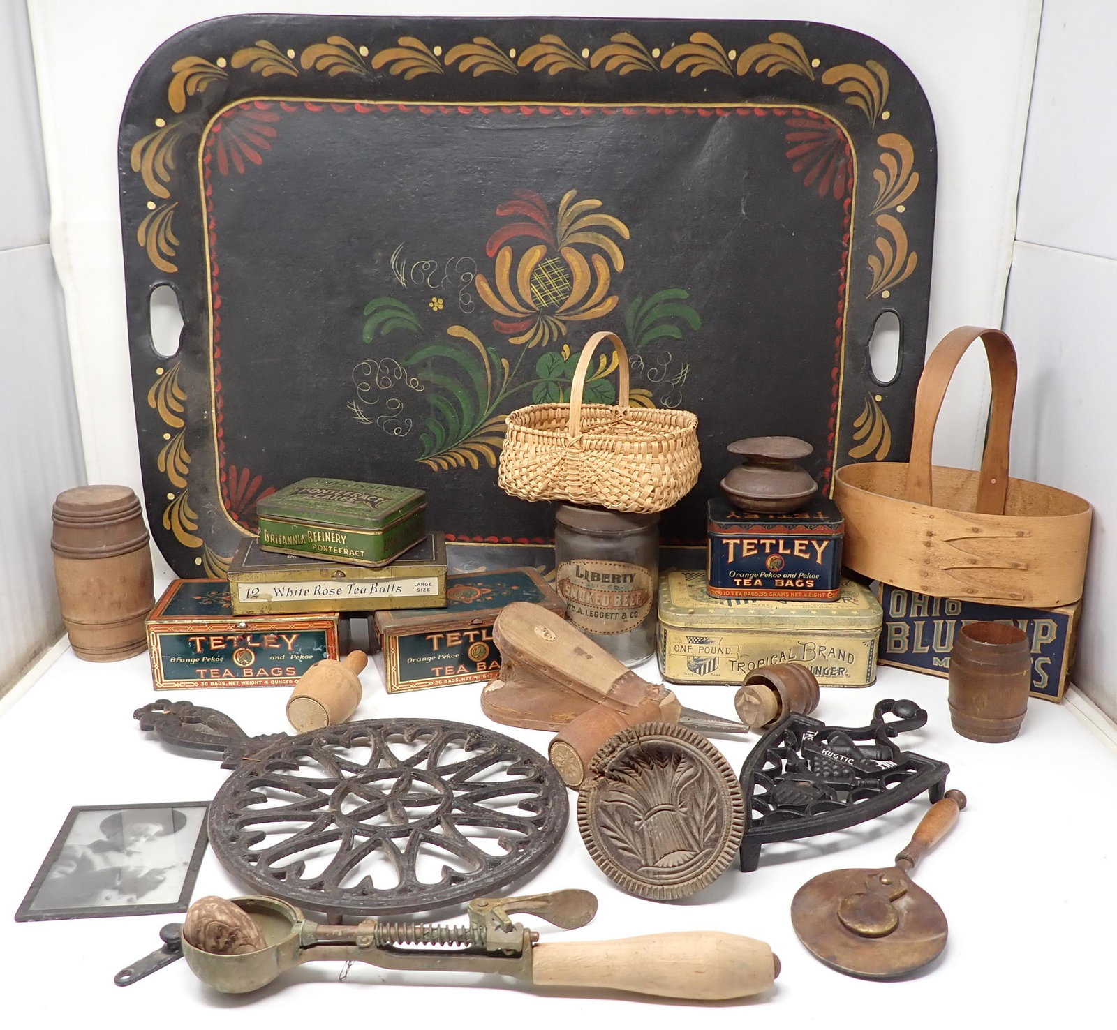 Toleware Tray Basket Trivets Tins Butter Stamps (1 of 6)