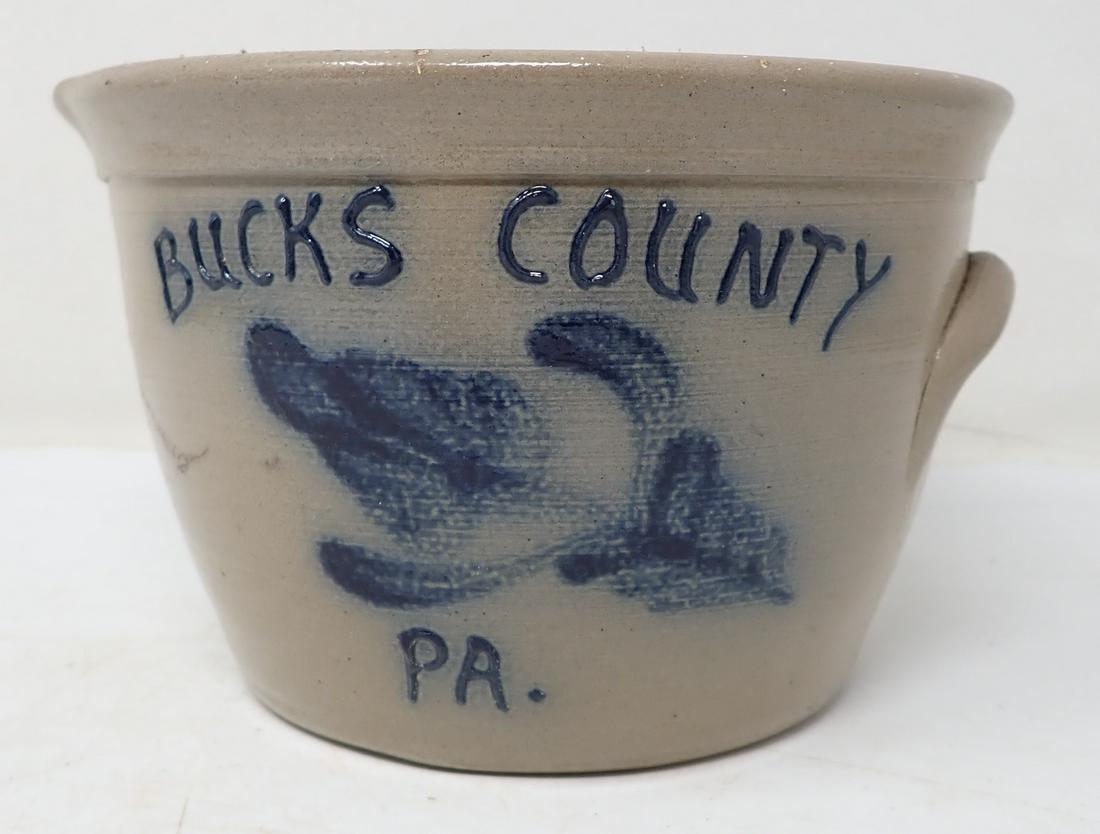 1989 Maple City Pottery Bucks County Crock: Approx 6" in diameter and 4" tall