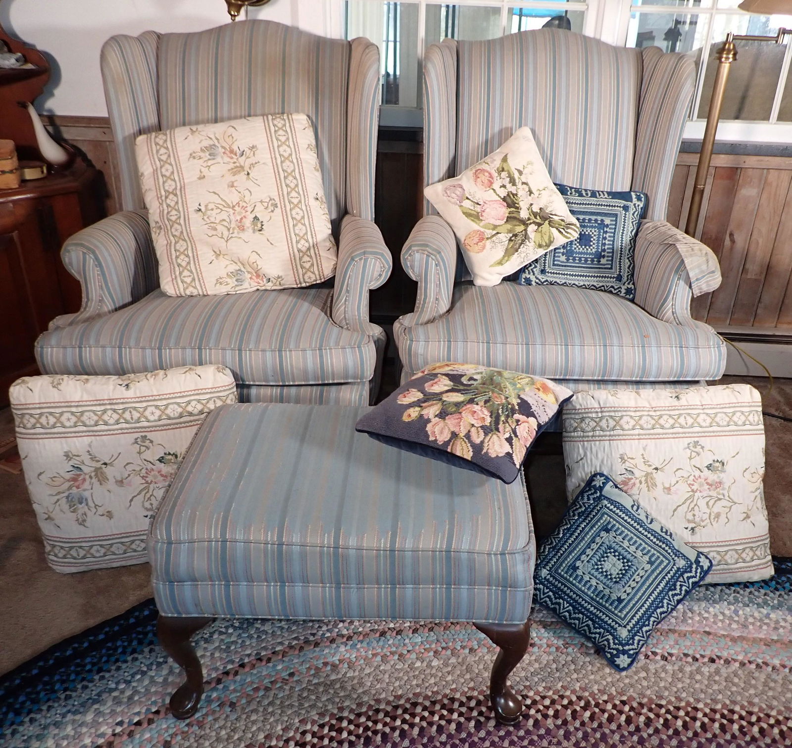 Ethan Allen Wing Chairs Pillows & Floor Lamp (1 of 8)