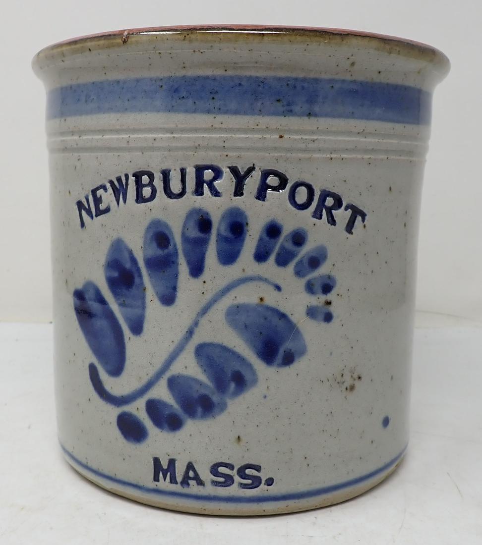 1991 Newburyport Mass. Pottery Crock: Approx 6 7/8" in diameter and 6 1/2" tall