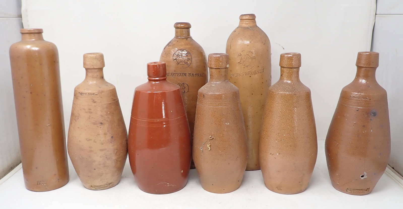 Stoneware Bottles: Tallest is approx 12" tall. NO SHIPPING !