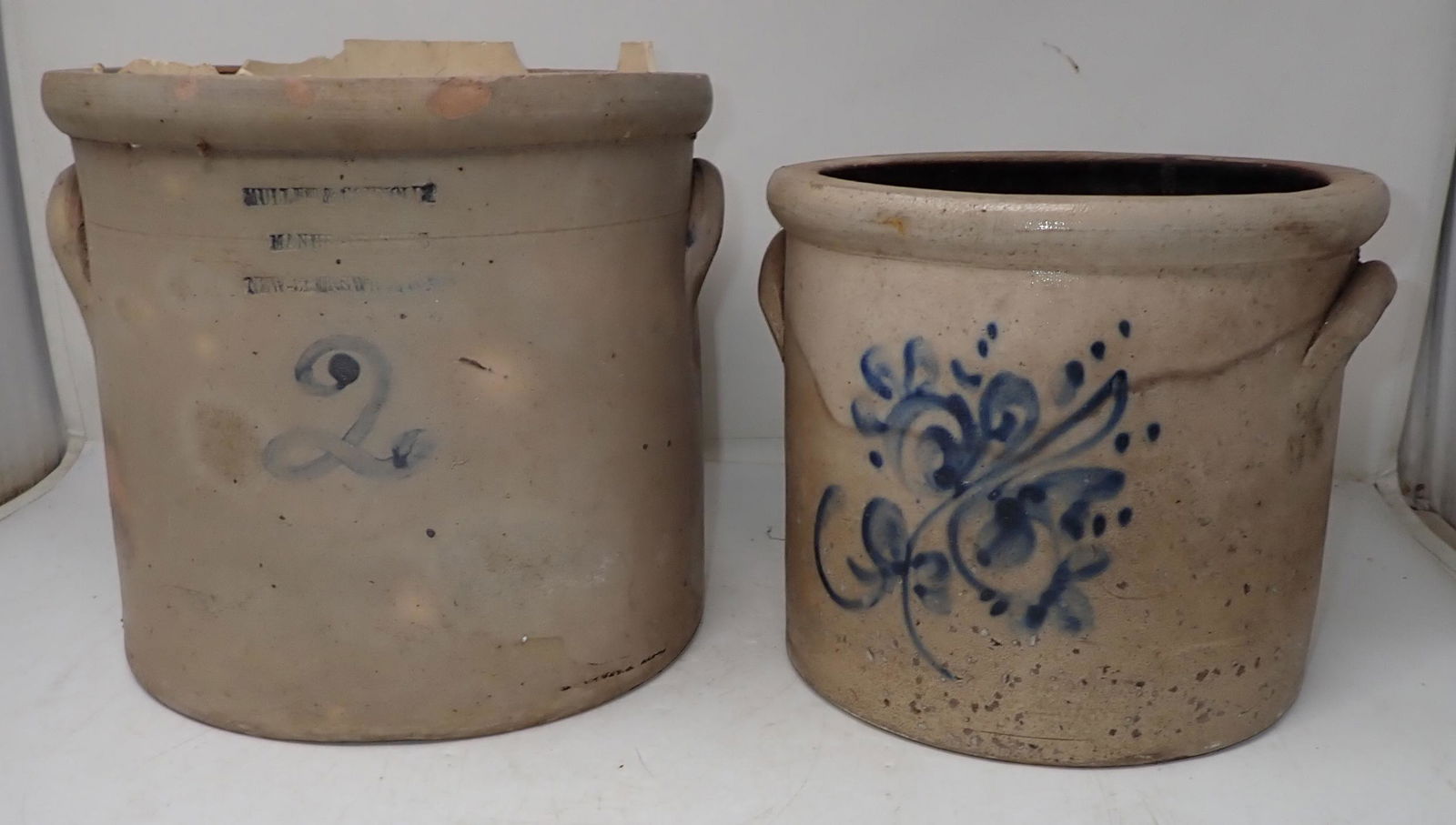 2 Blue Decorated Stoneware Crocks (1 of 7)
