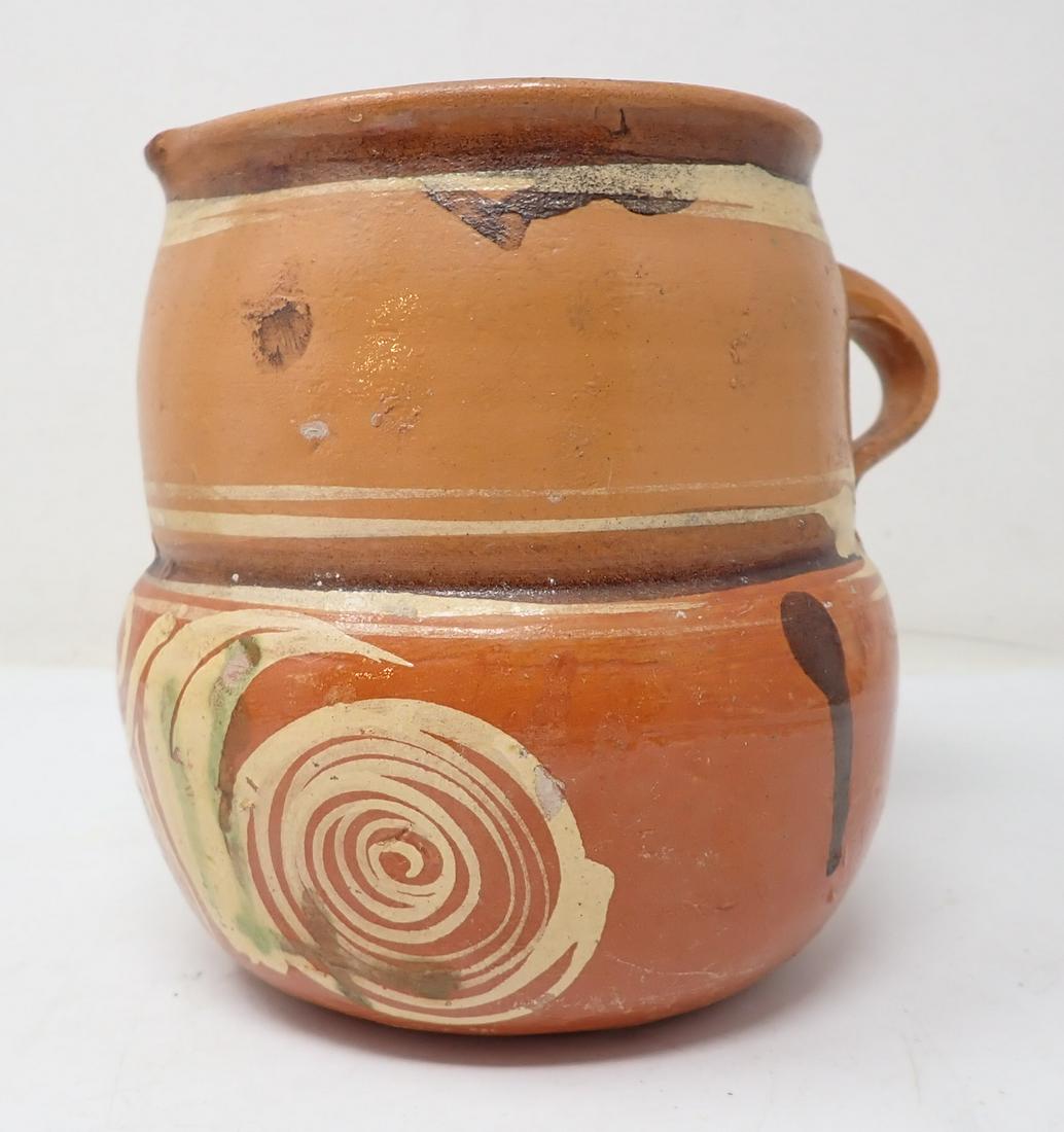 Redware Pitcher: Approx 5" in diameter and 6" tall