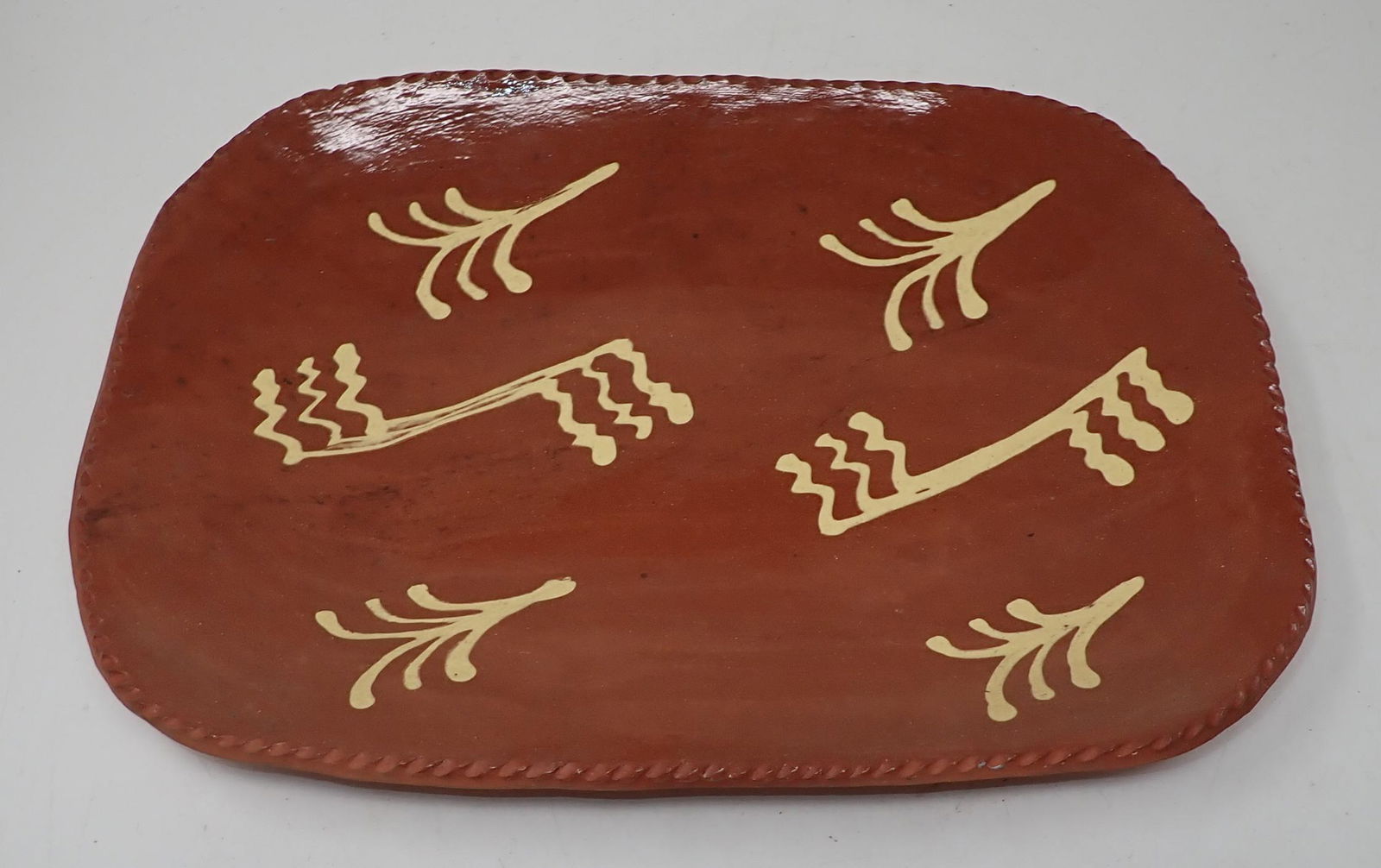 1983 A&D Long Redware Tray: Approx 10" x 13 1/2"