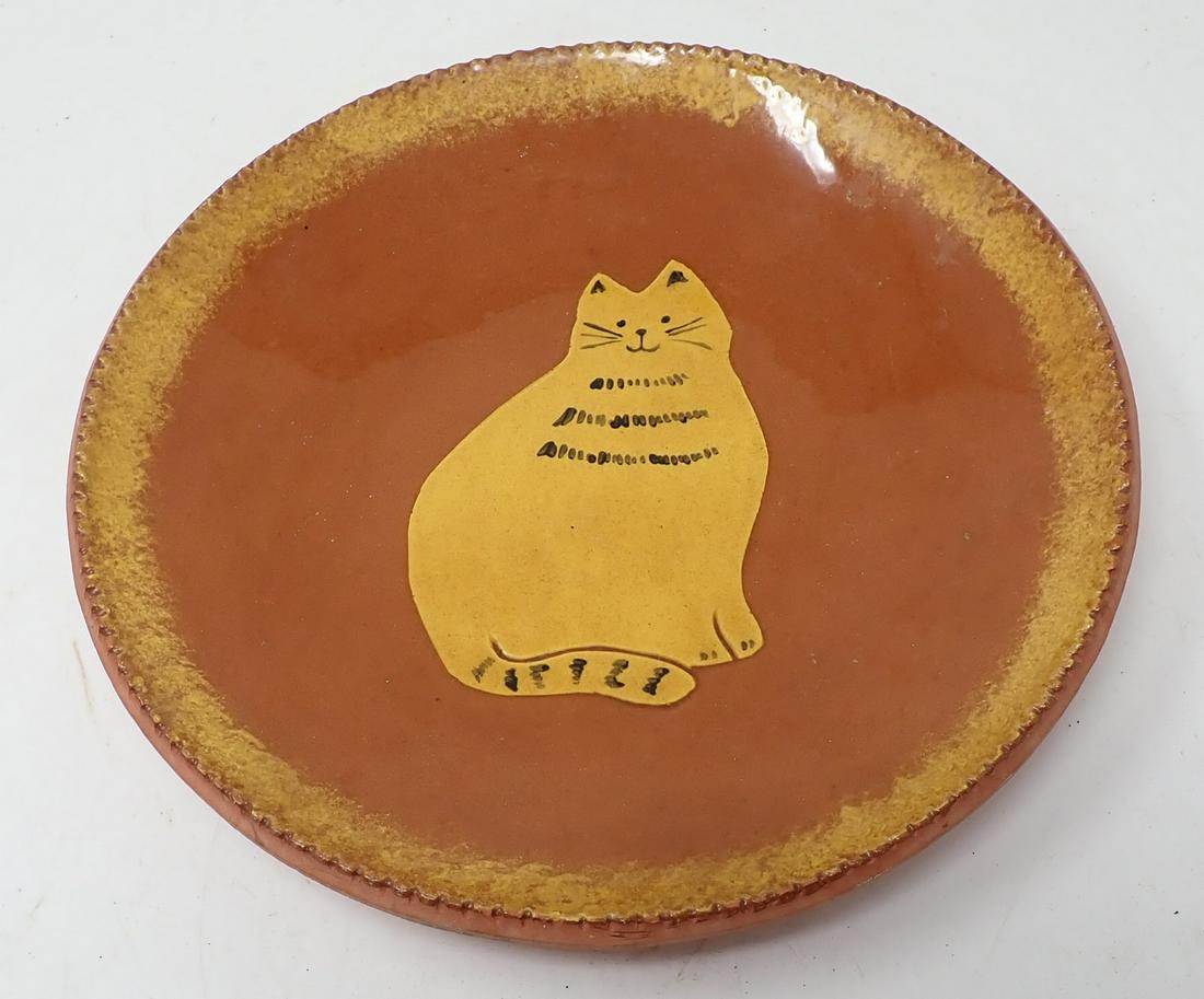 1984 P&G Hodge Redware Cat Plate Califon NJ (1 of 3)