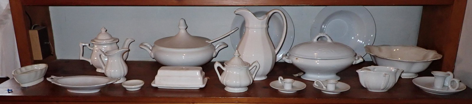 Ironstone Pitchers Creamers Candle Holders Punch Bowl: Tallest pitcher is approx 10" tall. NO SHIPPING !!!