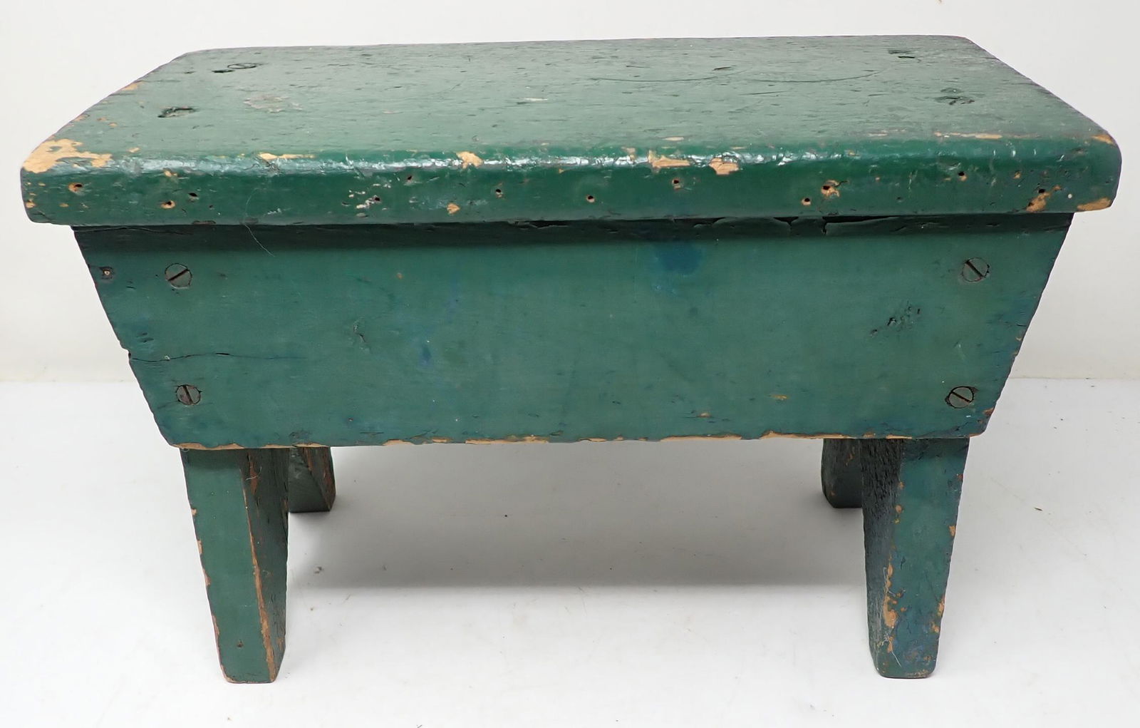 Green Painted Foot Stool (1 of 2)