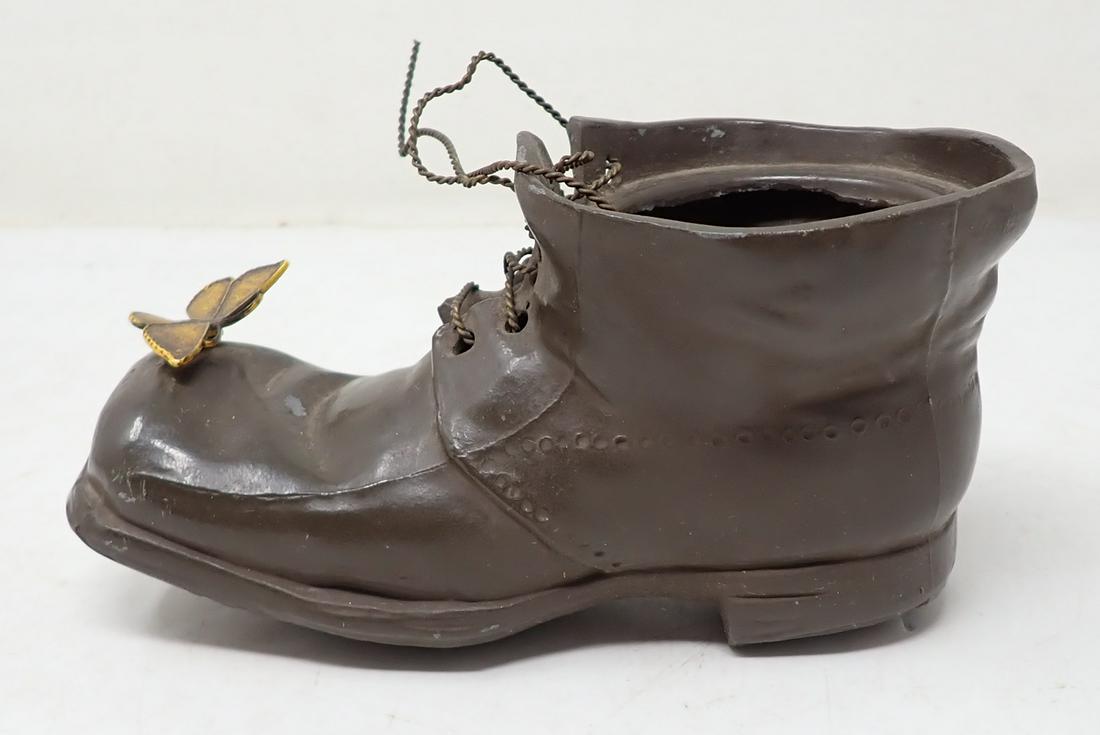 Petite Shoes Brass Shoe Planter w/ Butterfly (1 of 3)